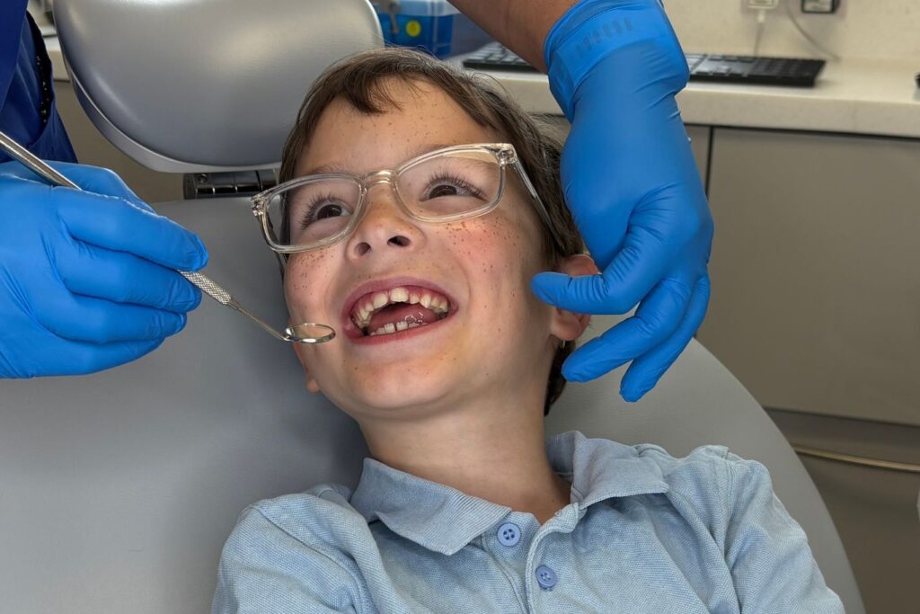 Kid at Toftwood Dental Practice having a dental check up